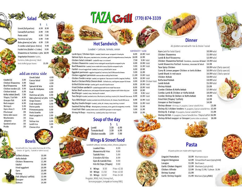 Taza Grill Menu 1