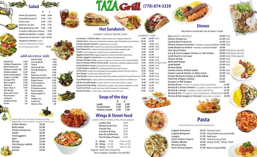Taza Grill Menu 2